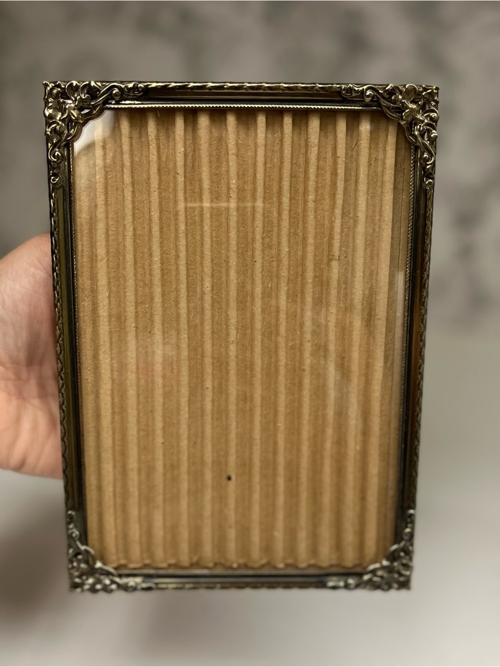 Vintage Brass Picture Frame - with Filigree Corners 5x7